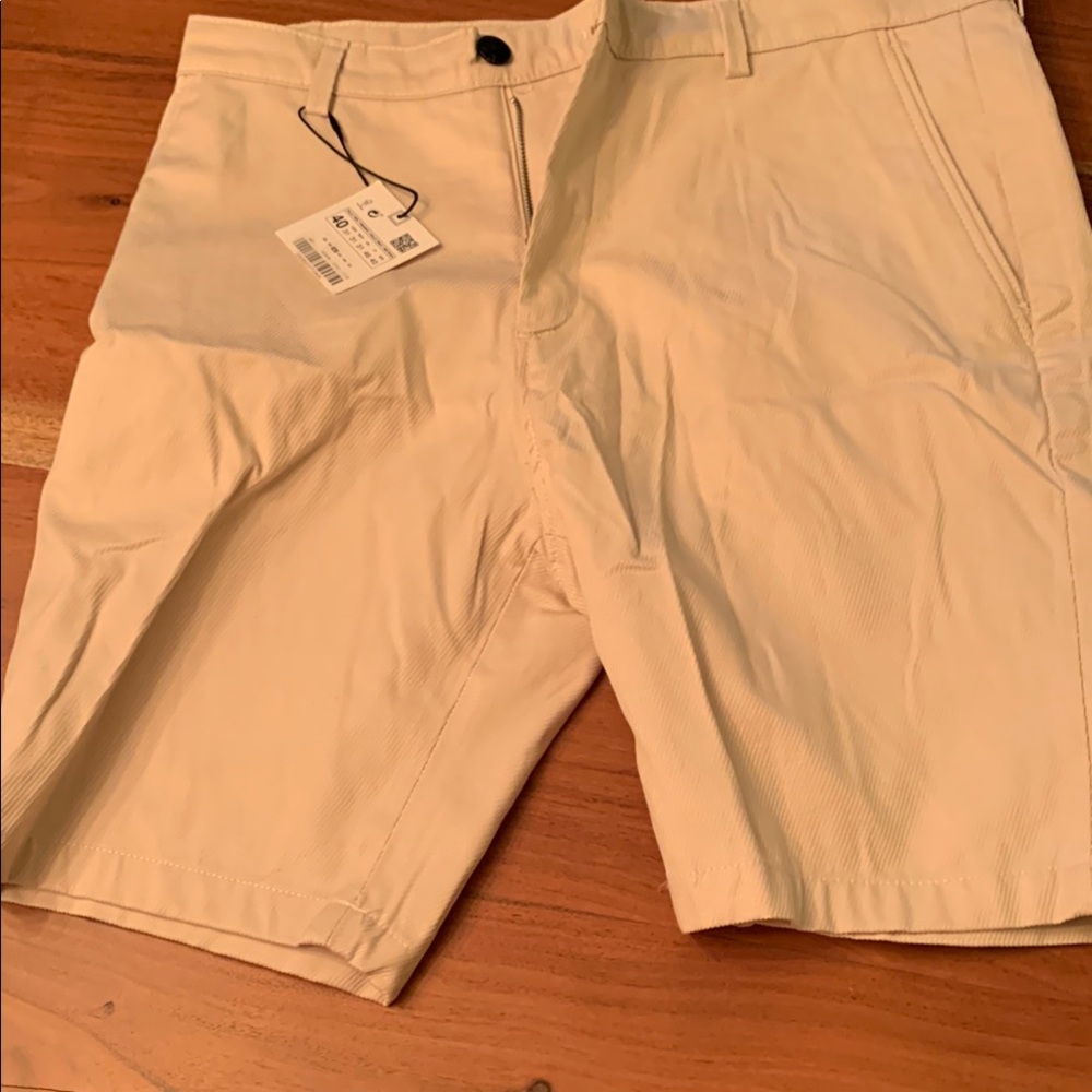Zara Tan Flat Front Shorts Casual Style